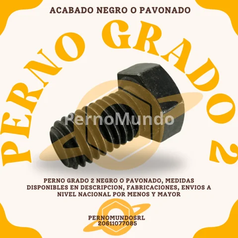 Pernos Hexagonales Grado 2 Negro | Venta Mayorista en Perú